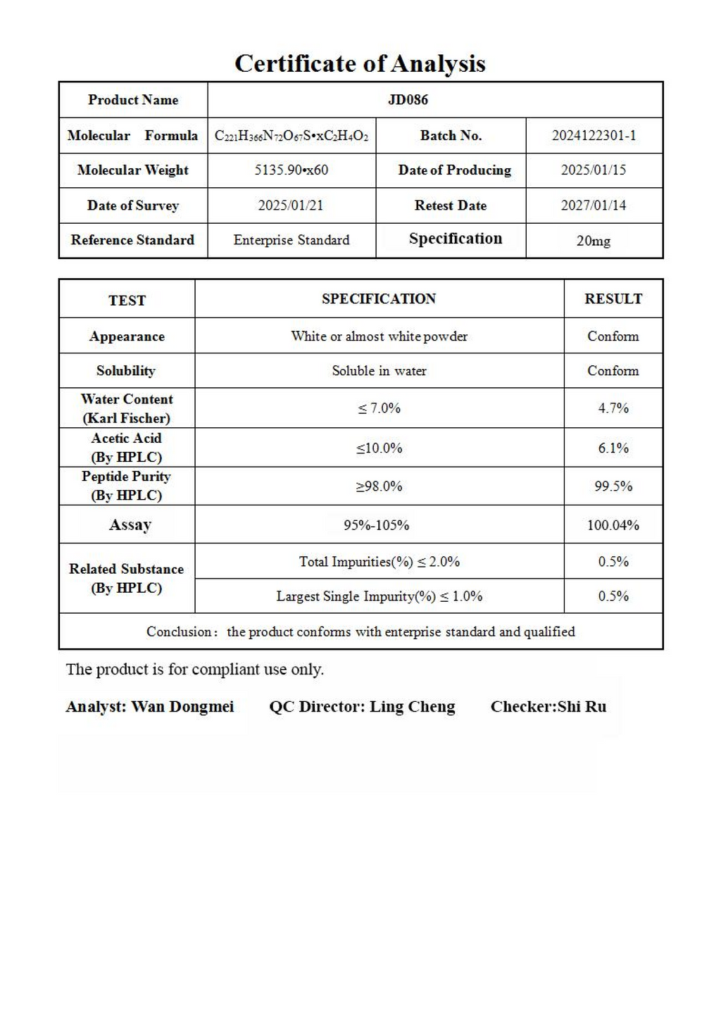 [TSM20]Tesamorelin-20MG